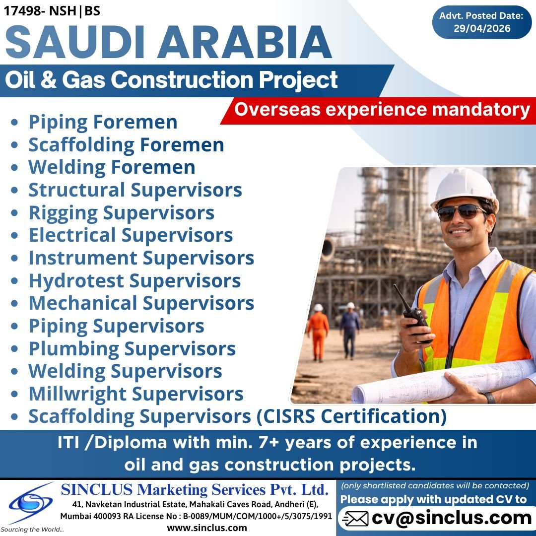 Exciting Job Opportunity in Saudi Arabia – Oil & Gas Construction Project