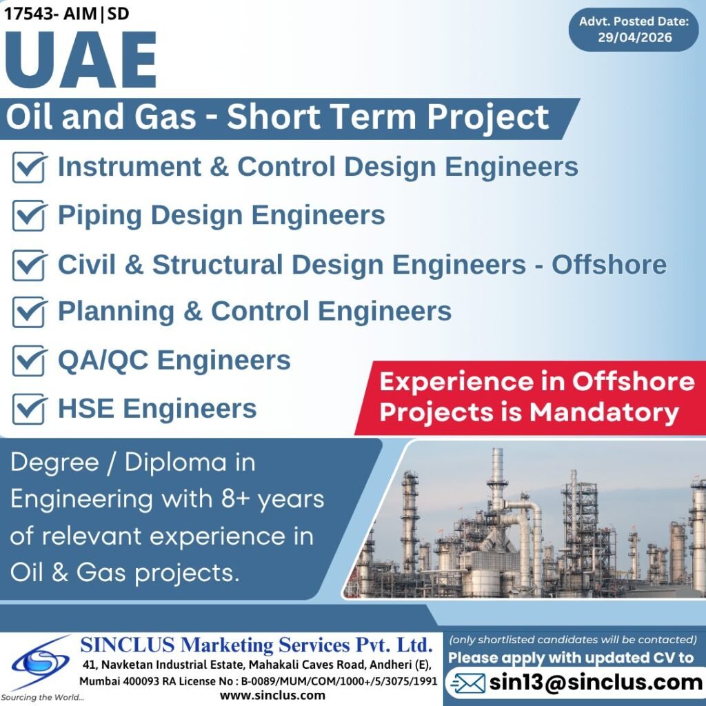 Exciting Career Opportunities in UAE – Oil & Gas (Short-Term Project) 
