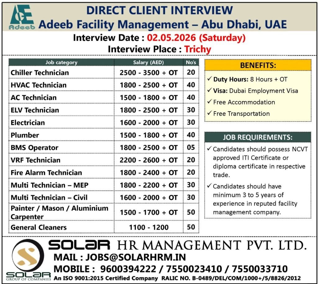 UAE Jobs 2026 – Adeeb Facility Management Hiring 