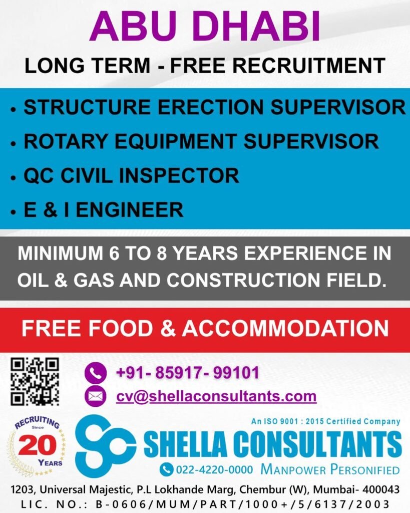 Abu Dhabi Oil & Gas Jobs 2026 – Free Recruitment | Long-Term Project | Apply Now
