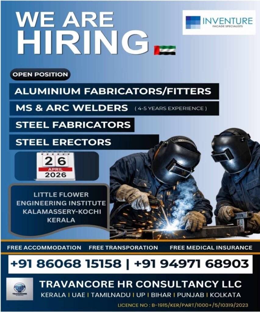 UAE Jobs 2026 – Aluminium Fabricators, Welders & Steel Workers Hiring | Apply Now