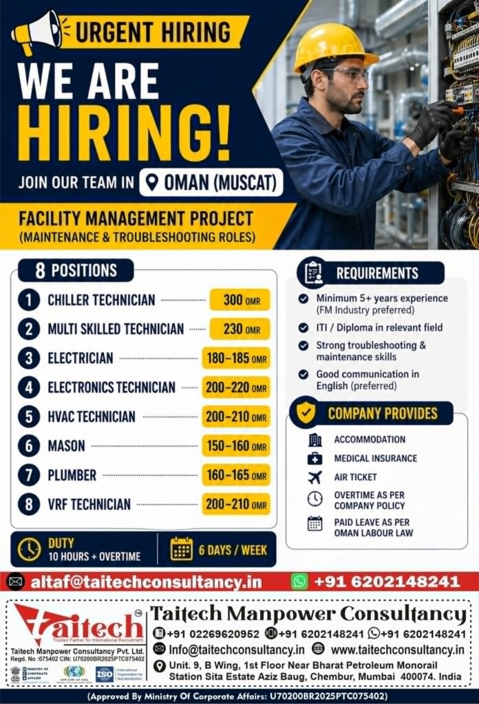 Oman Facility Management Jobs 2026 – Hiring Urgently | Apply Now
