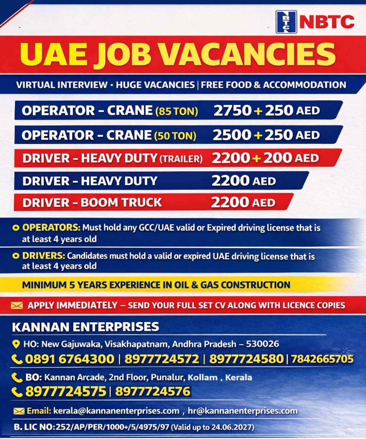 UAE Job Vacancies 2026: Apply Now | Free Food & Accommodation
