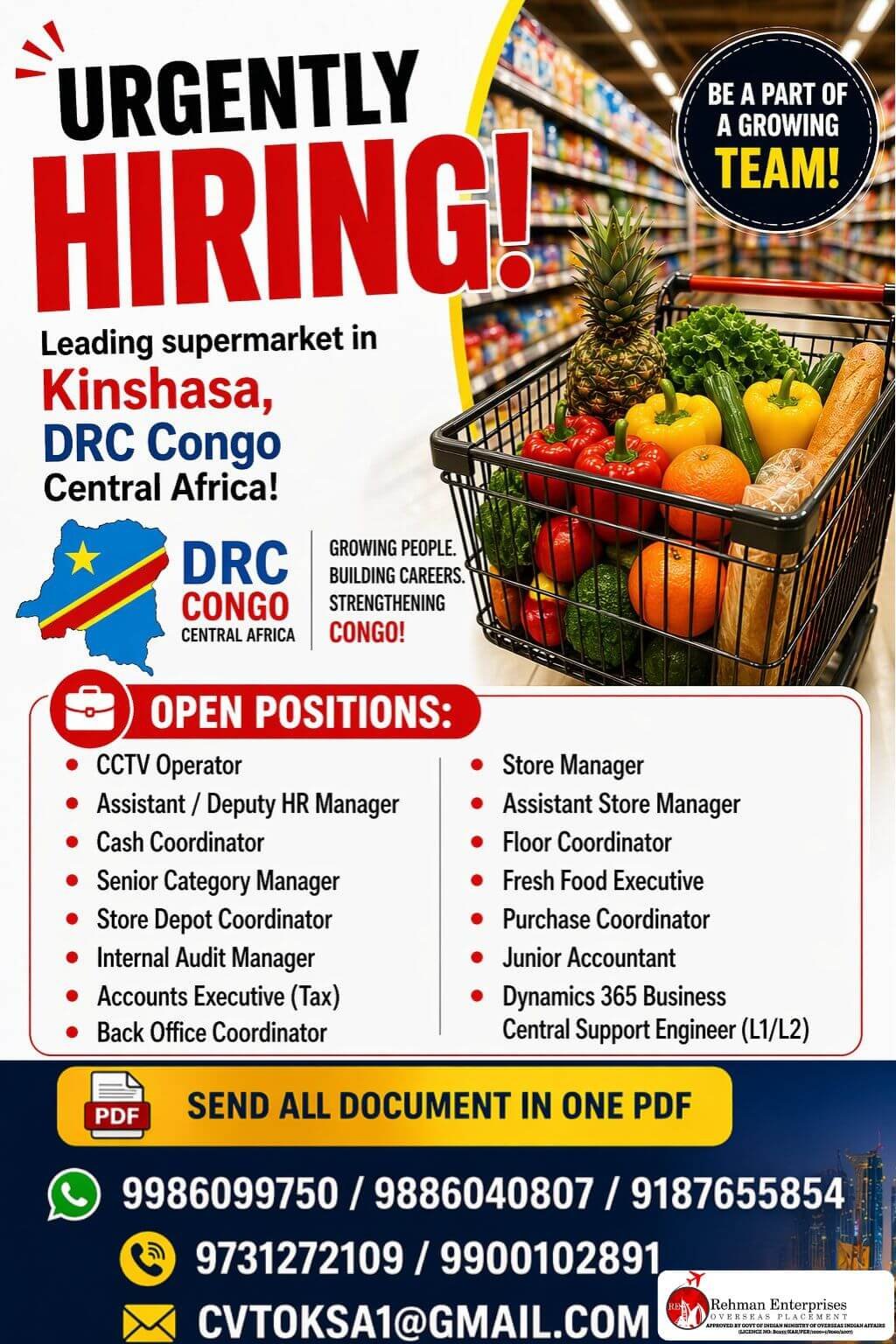 DRC Congo Jobs 2026: Supermarket Hiring for Multiple Positions in Kinshasa – Apply Now