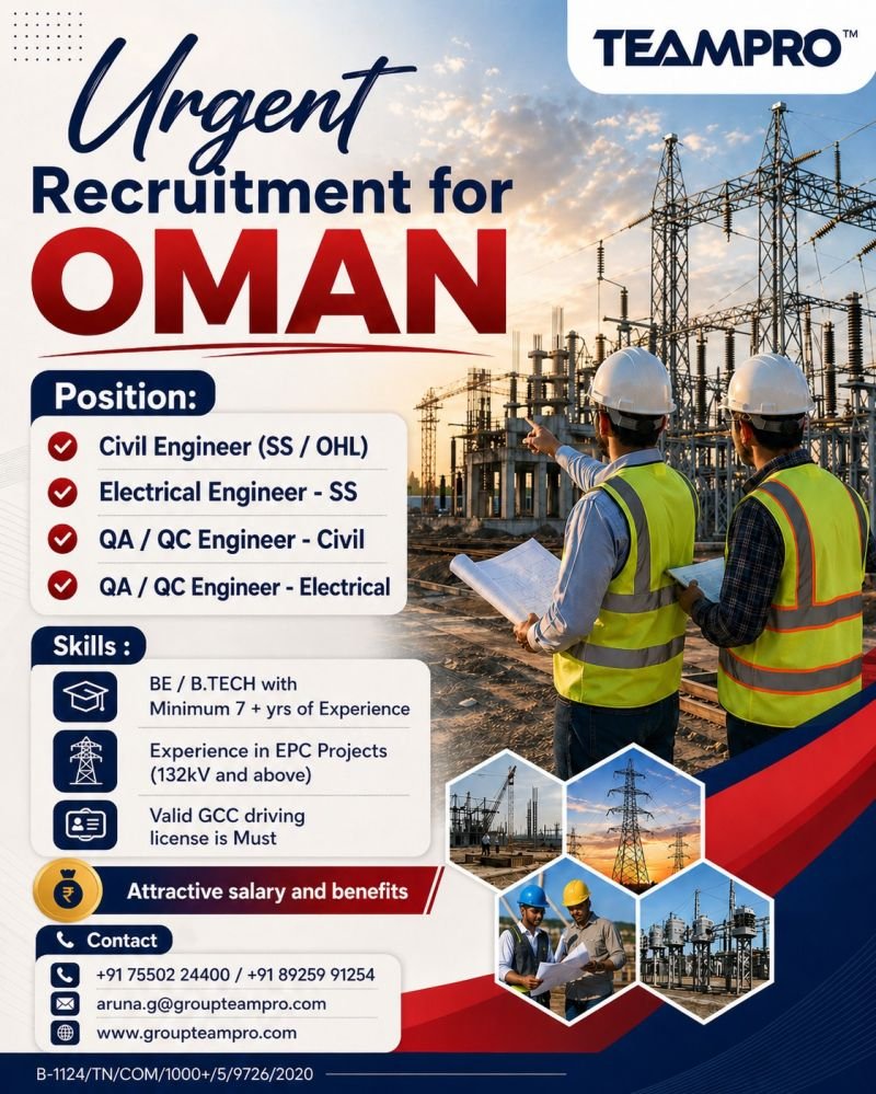 Urgent Hiring For Oman - EPC projects