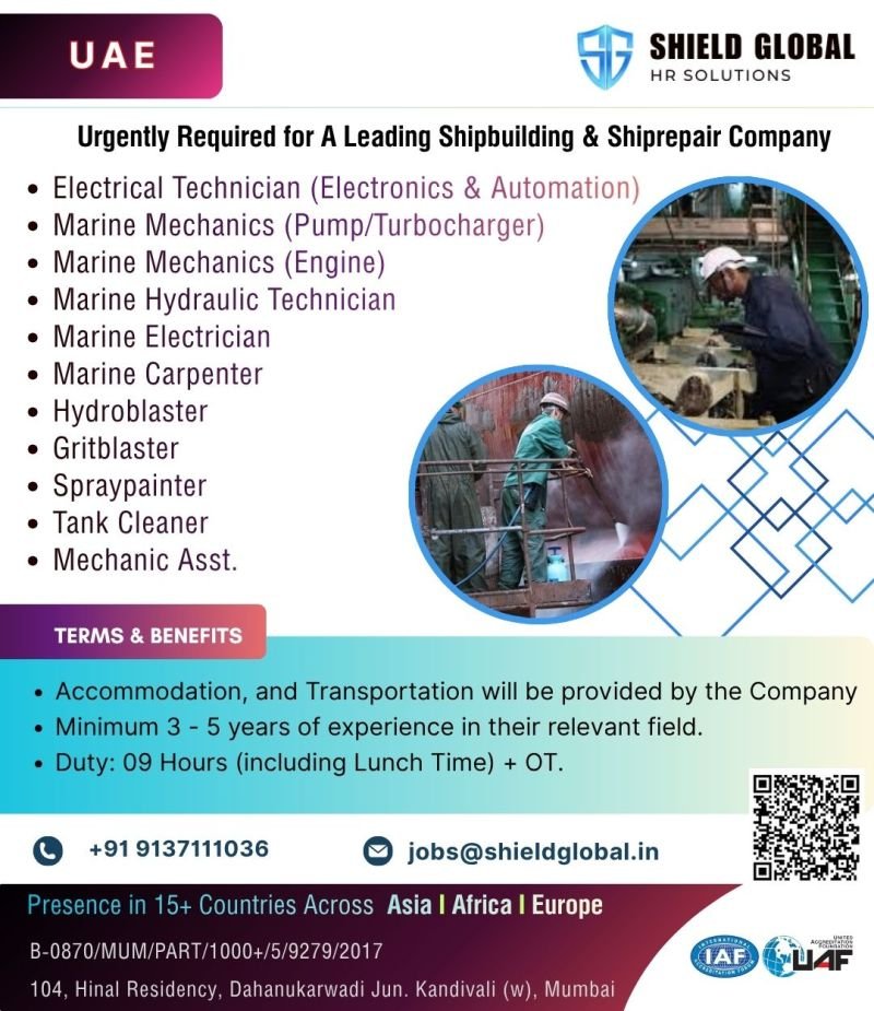 UAE Shipyard Jobs 2026 – Hiring for Shipbuilding & Ship Repair Company | Apply Now