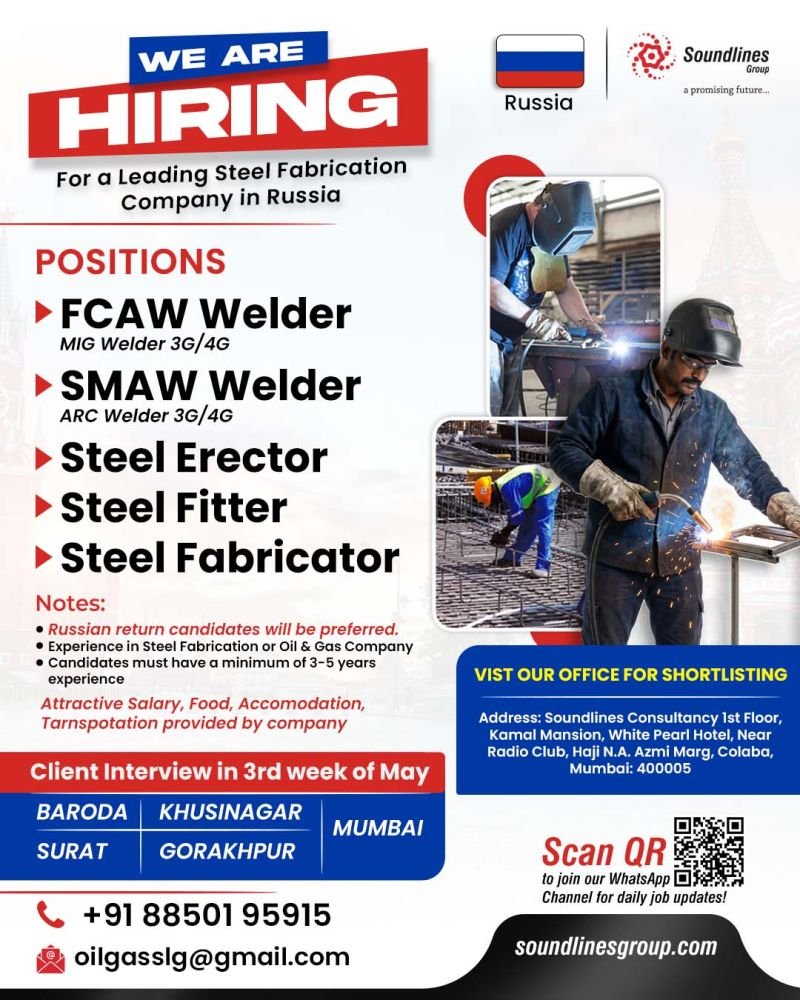 Hiring For a Leading Steel Fabrication Company in Russia