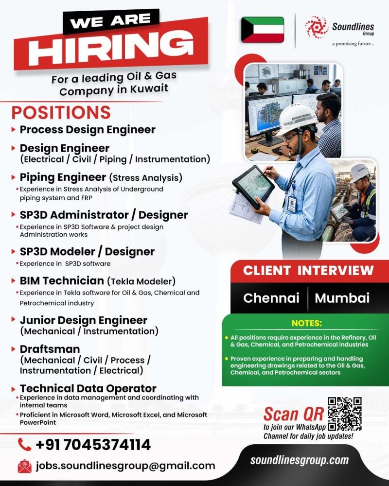 Job Vacancies For a leading Oil & Gas Company in Kuwait