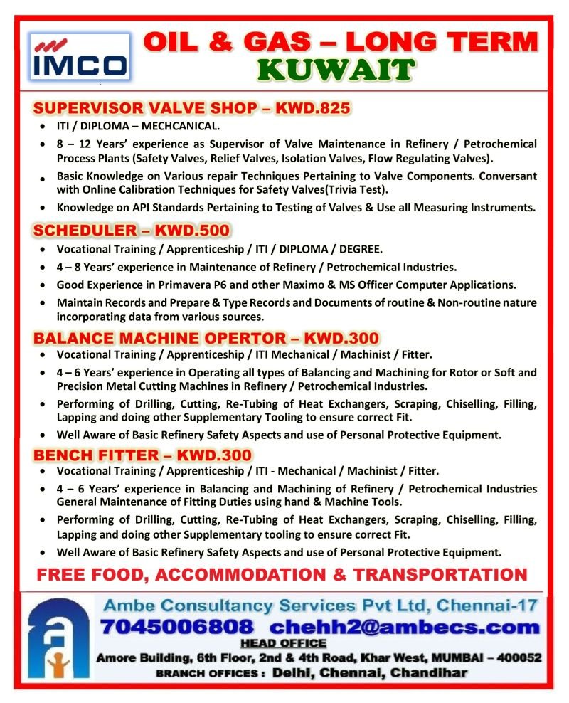 Kuwait IMCO Oil & Gas Jobs 2026 – Long-Term Refinery & Petrochemical Project Vacancies