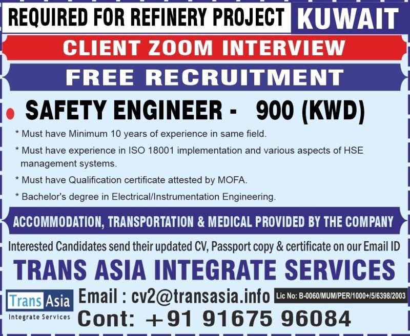 Urgent Requirement for Refinery Project – Kuwait