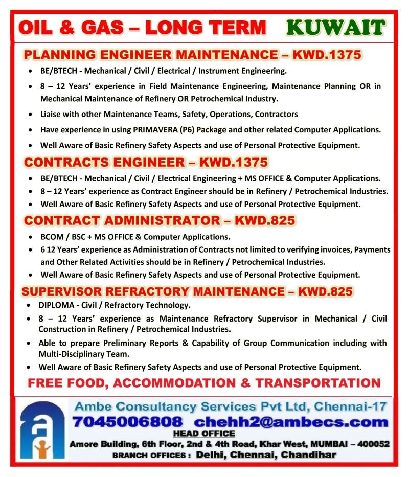 Kuwait Oil & Gas Jobs 2025 – Long Term Refinery and Petrochemical Vacancies