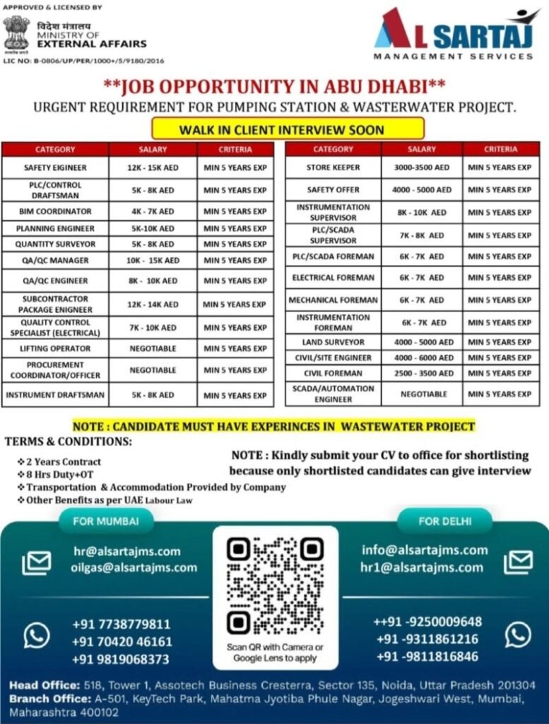 Job Opportunities in Abu Dhabi – Pumping Station & Wastewater Project 