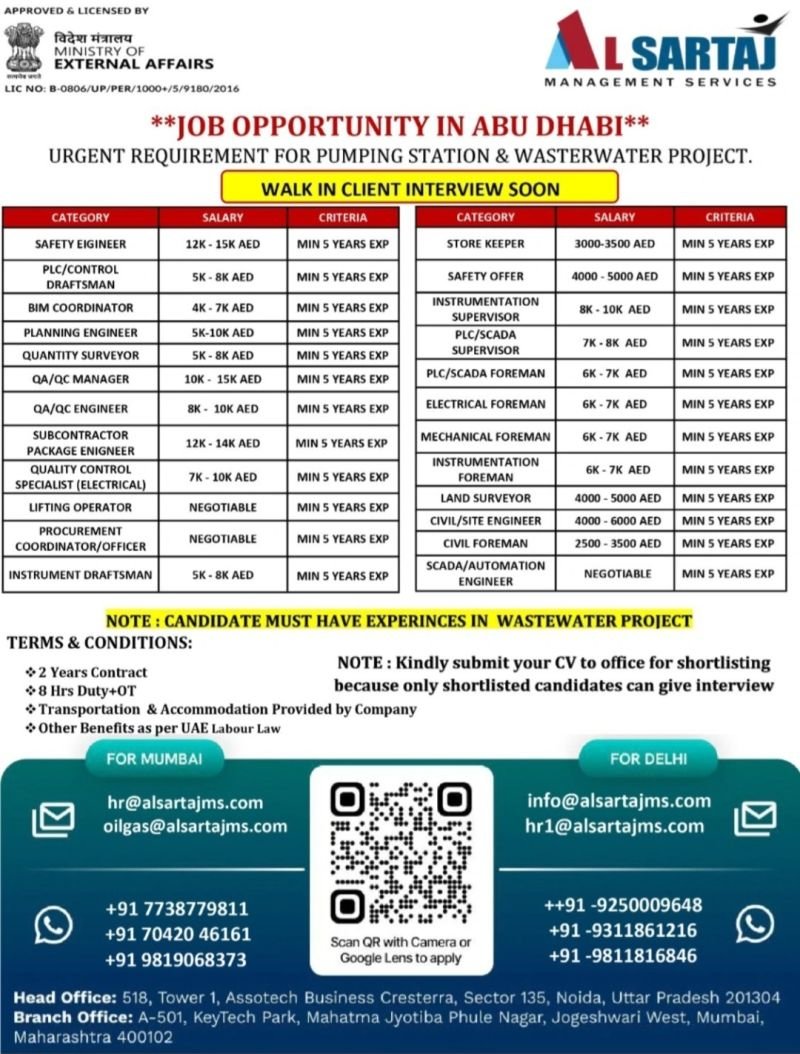 Job Opportunities in Abu Dhabi – Pumping Station & Wastewater Project 