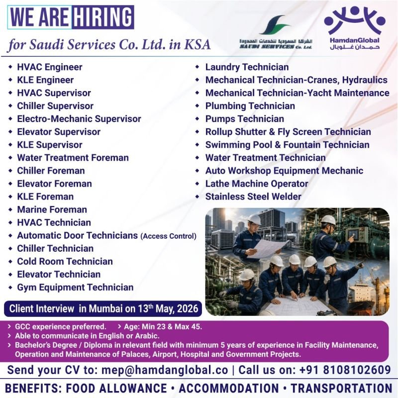 hiring for Saudi Services Co. Ltd. in Saudi Arabia