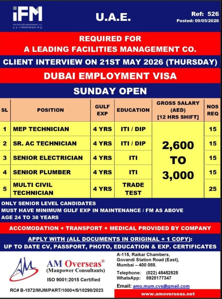 UAE Facilities Management Jobs 2026 | Urgent Hiring 