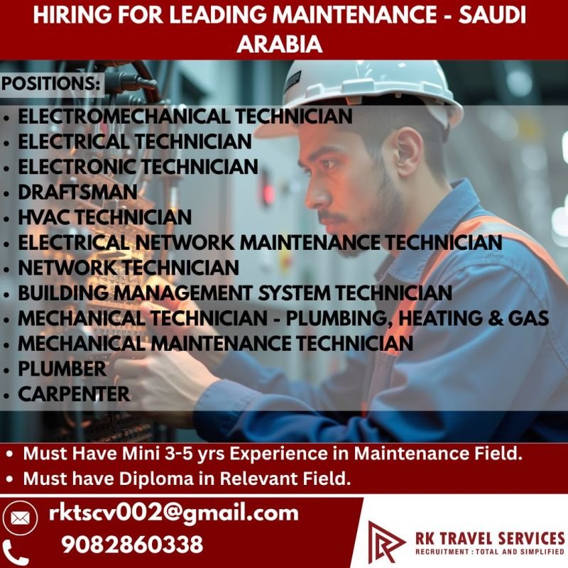 Hiring For Leading Maintenance Project in Saudi Arabia