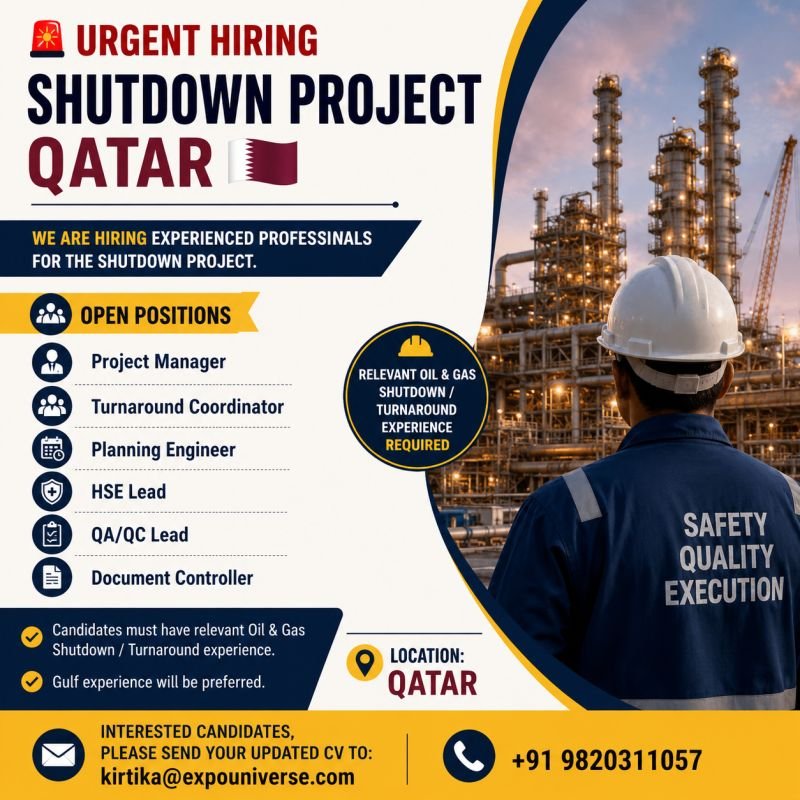 Urgent Hiring For Shutdown Project - Qatar