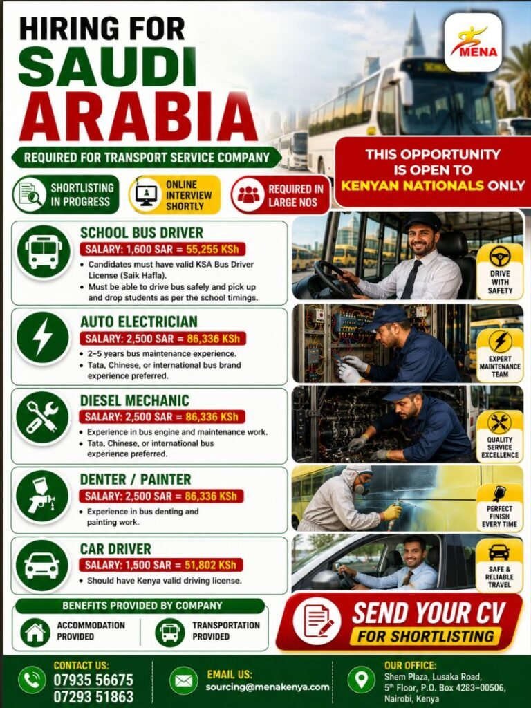 Urgent Hiring for Saudi Arabia Transport Service Company