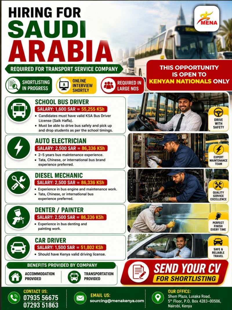 Urgent Hiring for Saudi Arabia Transport Service Company