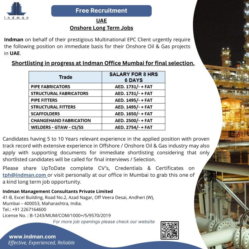 Free Recruitment For UAE - Onshore Job
