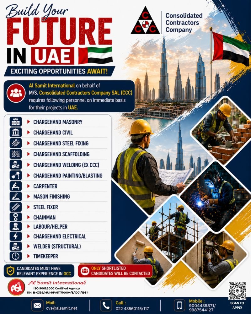 UAE : Hiring For M/S. Consolidated Contractors Company SAL (CCC)