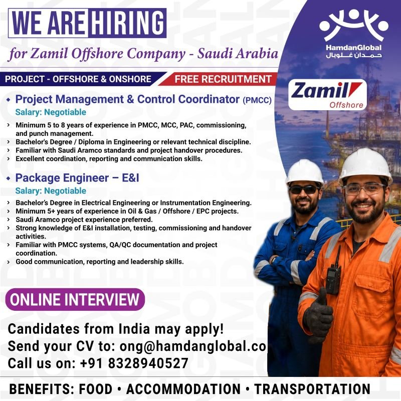 hiring for Zamil Offshore Company - Saudi Arabia hiring for Zamil Offshore Company - Saudi Arabia
