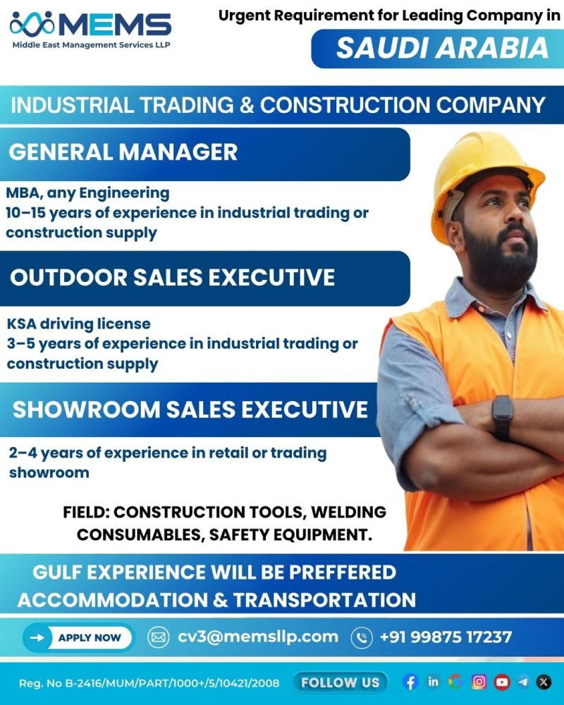 Saudi Arabia - Hiring For A reputed Industrial Trading & Construction Company