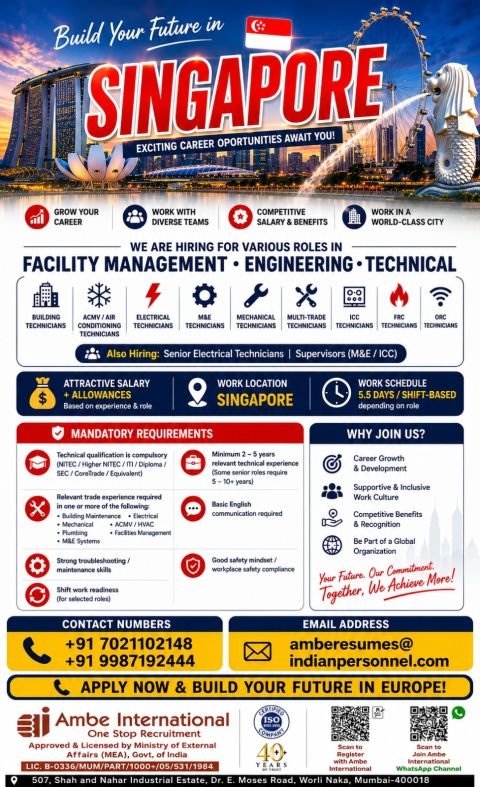 hiring for multiple positions in Singapore for long-term opportunities 