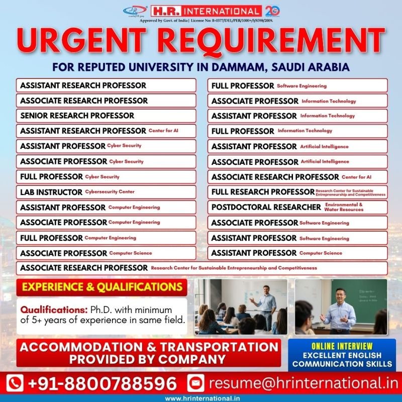 Saudi Arabia University Jobs 2026 – Faculty & Research Positions in Dammam