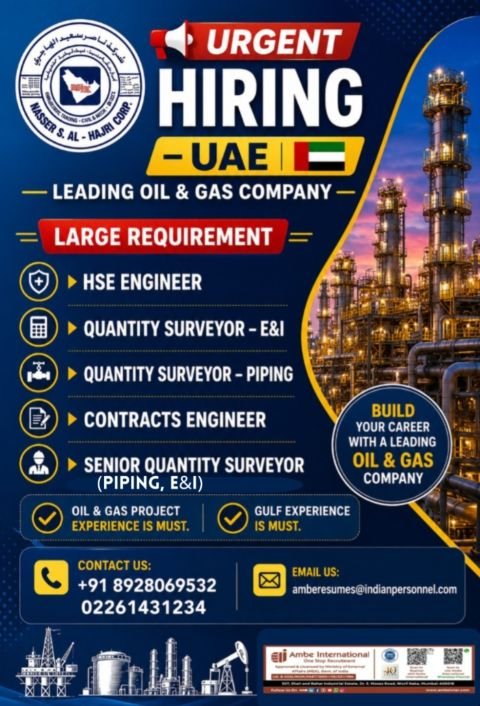 Urgent Hiring for UAE NSH Co. Leading Oil & Gas Company 
