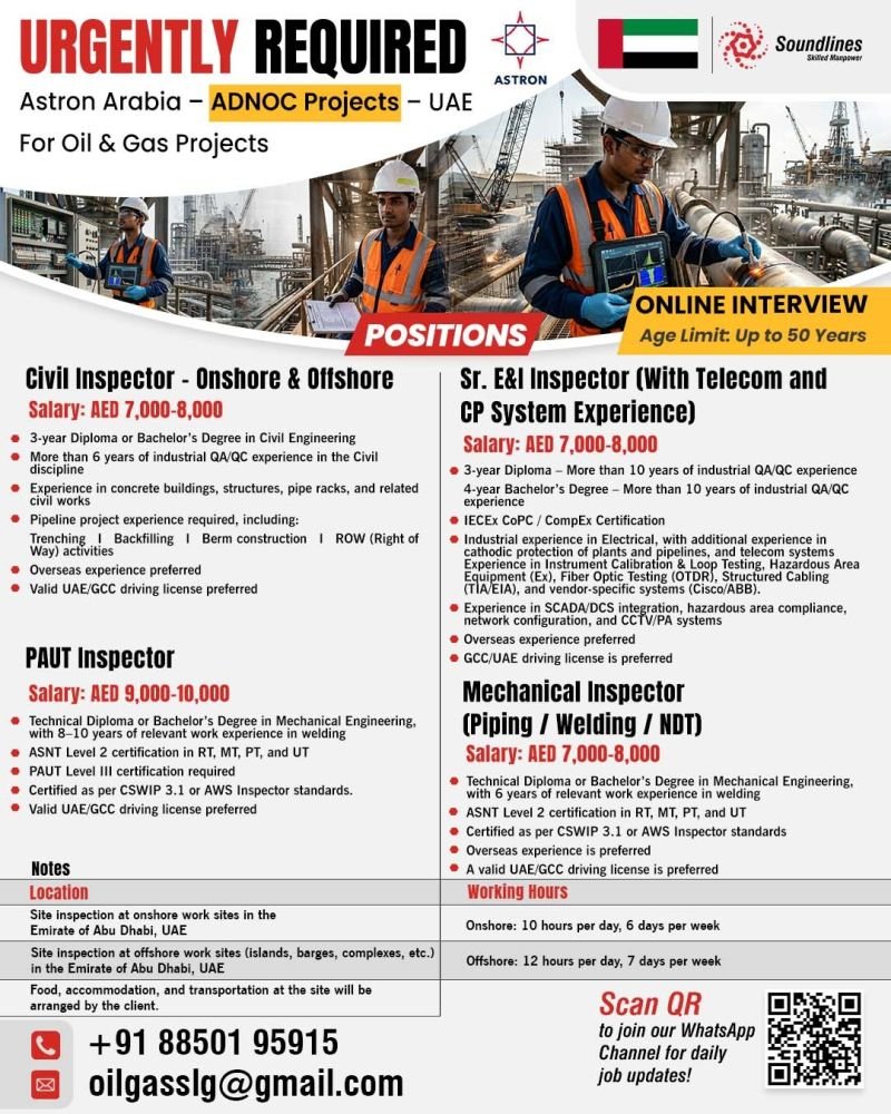 Hiring For Astron Arabia Projects - UAE