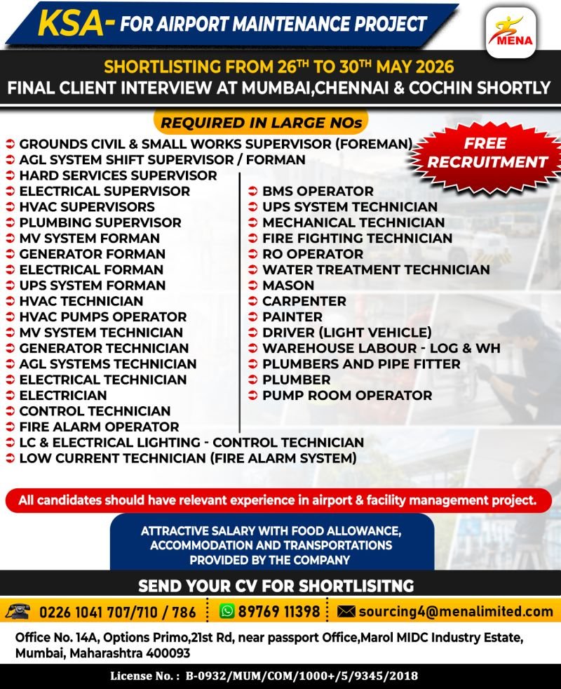 Massive Hiring For Saudi Arabia Airport Project Massive Hiring For Saudi Arabia Airport Project