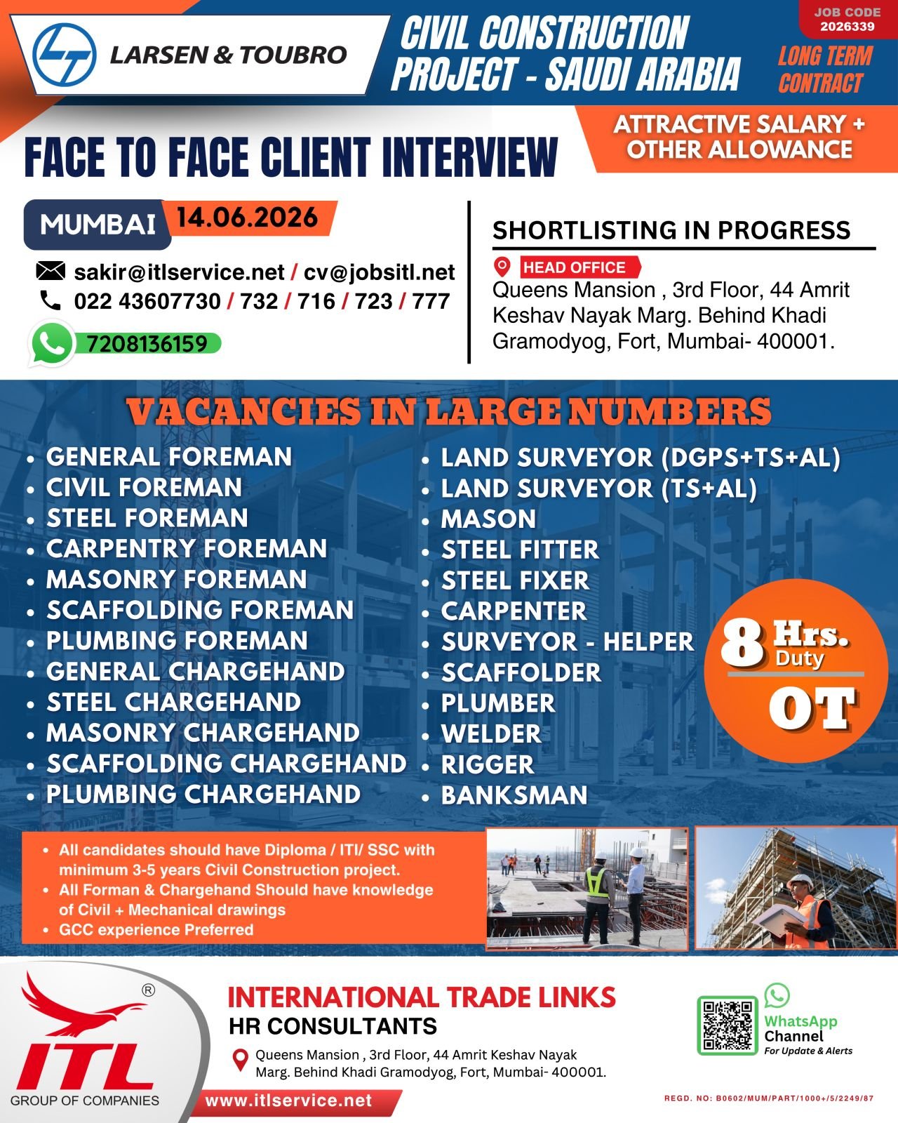 Saudi Arabia Civil Construction Jobs 2026 – Larsen & Toubro Hiring for Long-Term Project