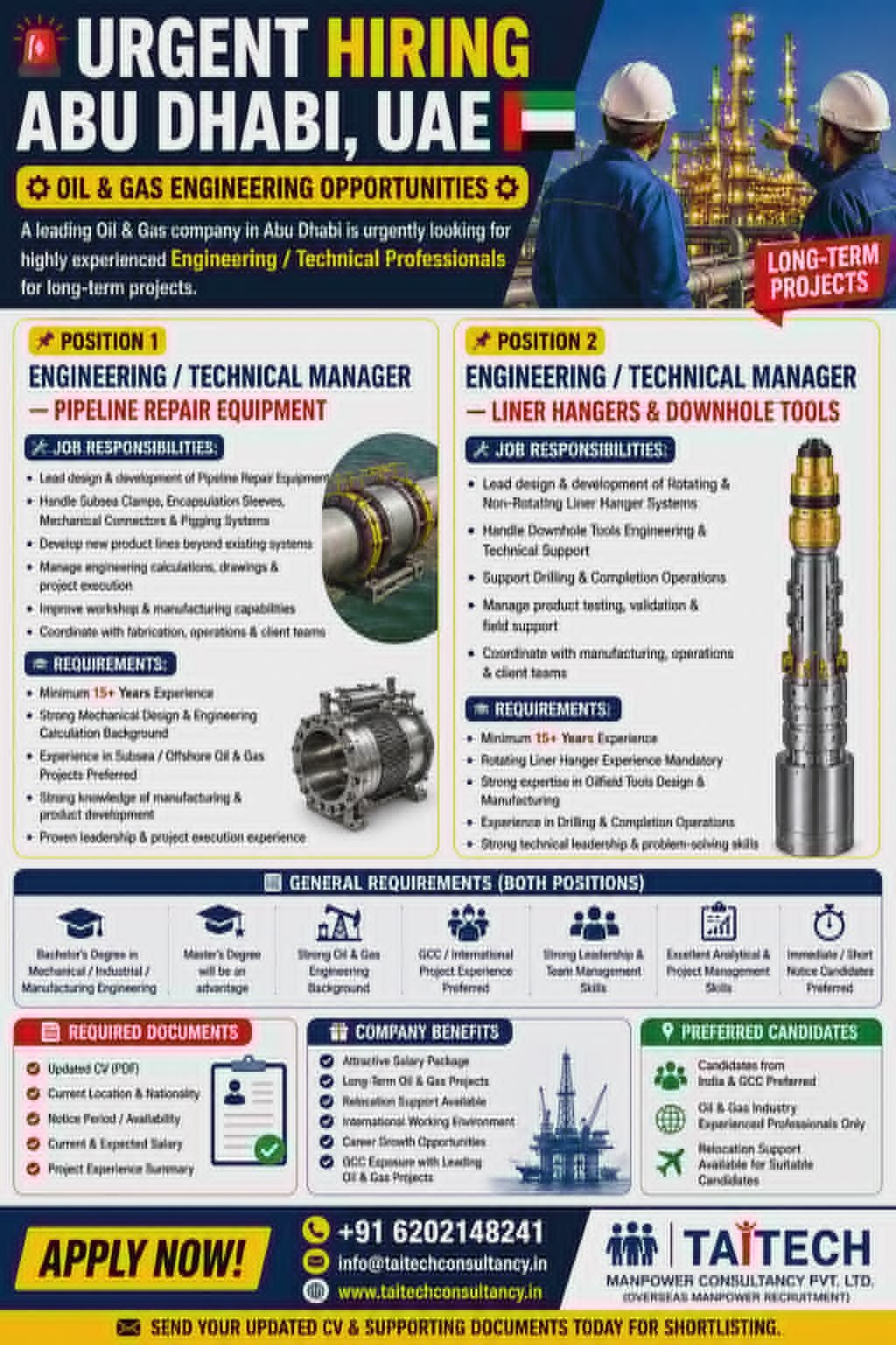Abu Dhabi Oil and Gas Jobs 2026 – Urgent Hiring for Engineering and Technical Managers in UAE