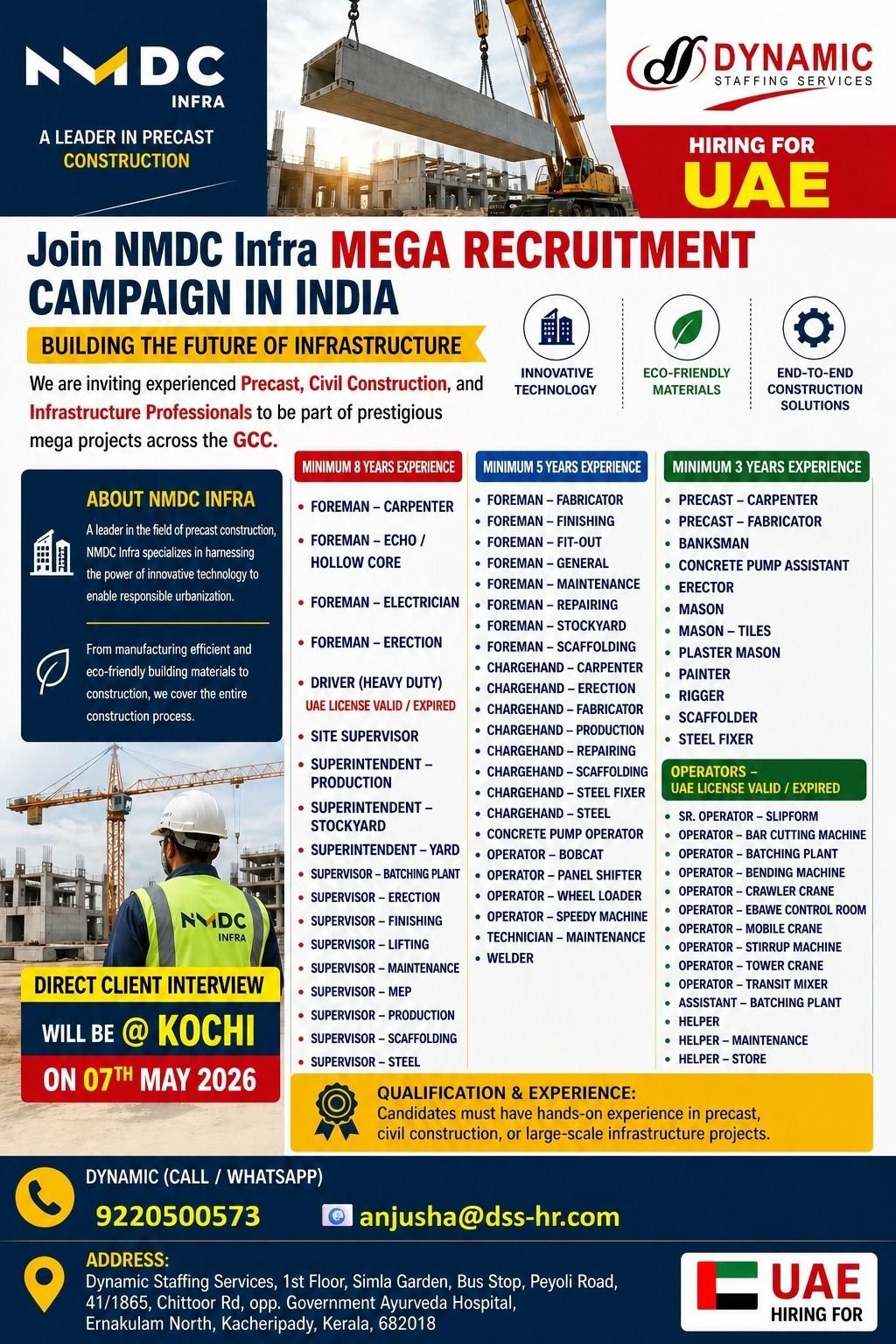 NMDC Infra UAE Jobs 2026 – Mega Recruitment Drive in India 