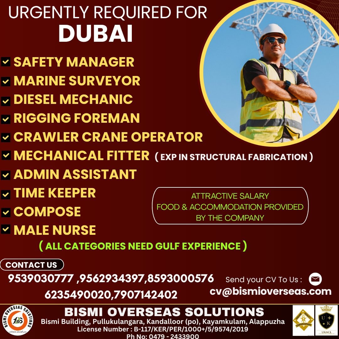 Urgent Job Vacancies in Dubai – Apply Now for Multiple Skilled Positions