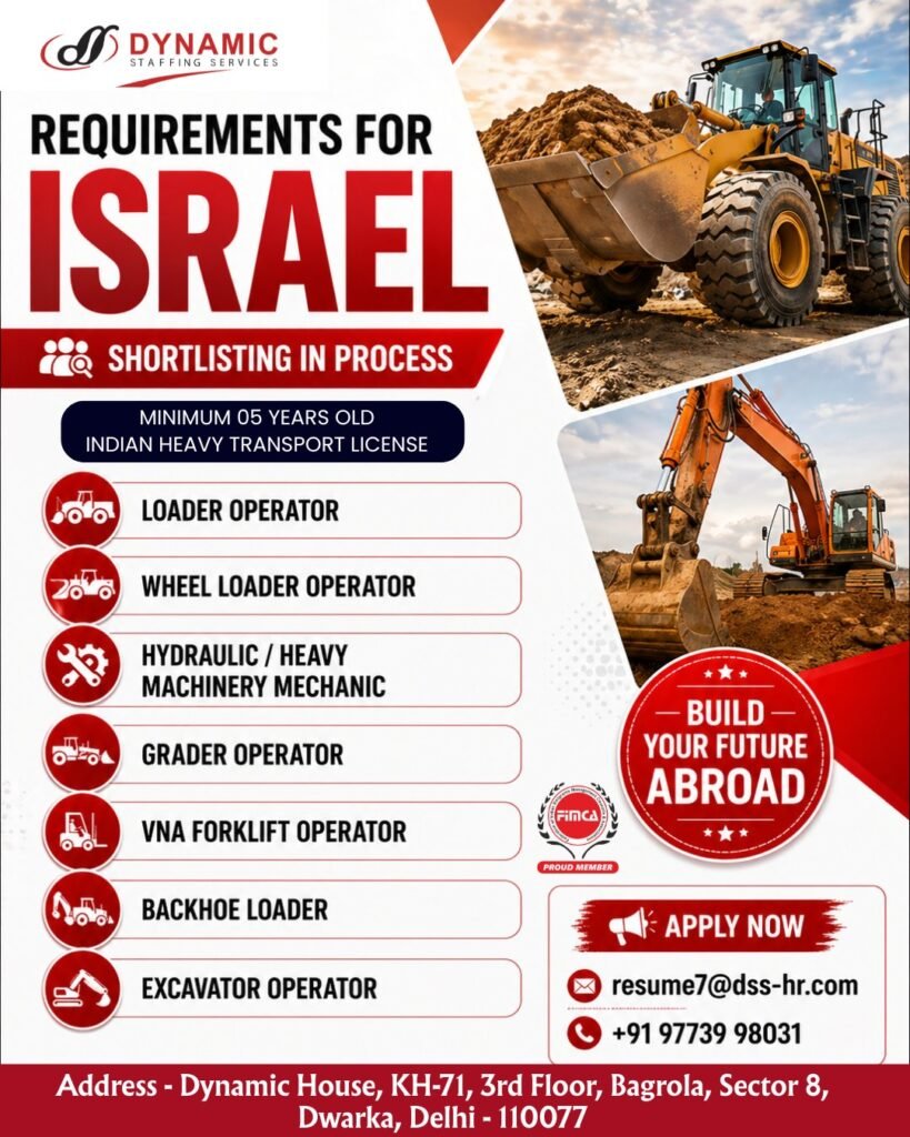 Jobs in Israel 2026: Hiring Heavy Equipment Operators