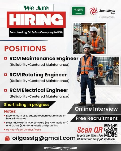 Hiring For a leading Oil & Gas Company in Saudi Arabia