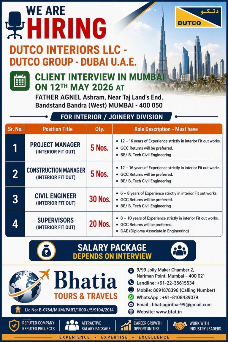 Dutco Interiors UAE Jobs 2026 | Interior Fit-Out & Joinery Vacancies
