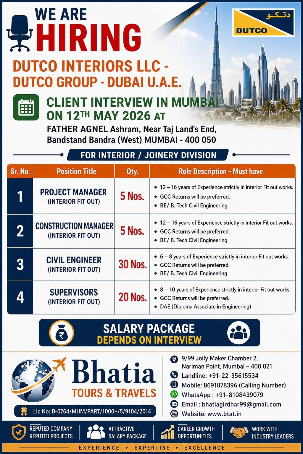 Dutco Interiors UAE Jobs 2026 | Interior Fit-Out & Joinery Vacancies