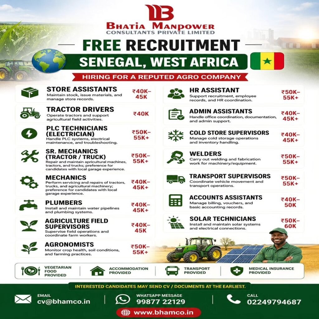 Senegal West Africa Jobs 2026 | Free Recruitment for Agro Company Jobs