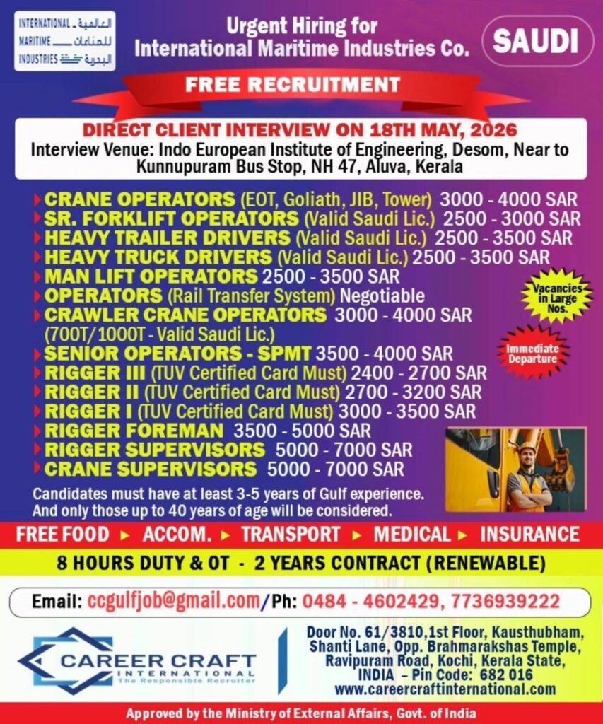 Saudi Arabia Maritime Jobs 2026 – Hiring For International Maritime Industries Co.