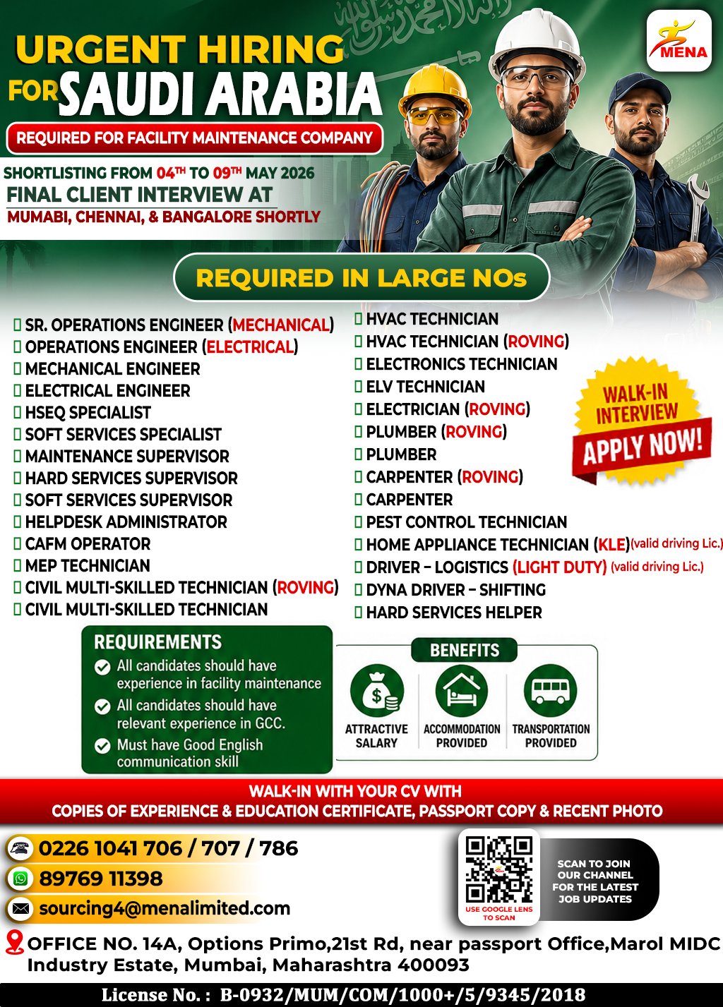 Saudi Arabia Jobs 2026: Facility Maintenance Company Hiring | Large Vacancies 