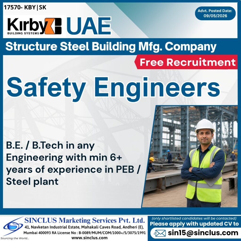 Free Recruitment For UAE leading Structure Steel Building Manufacturing Company 