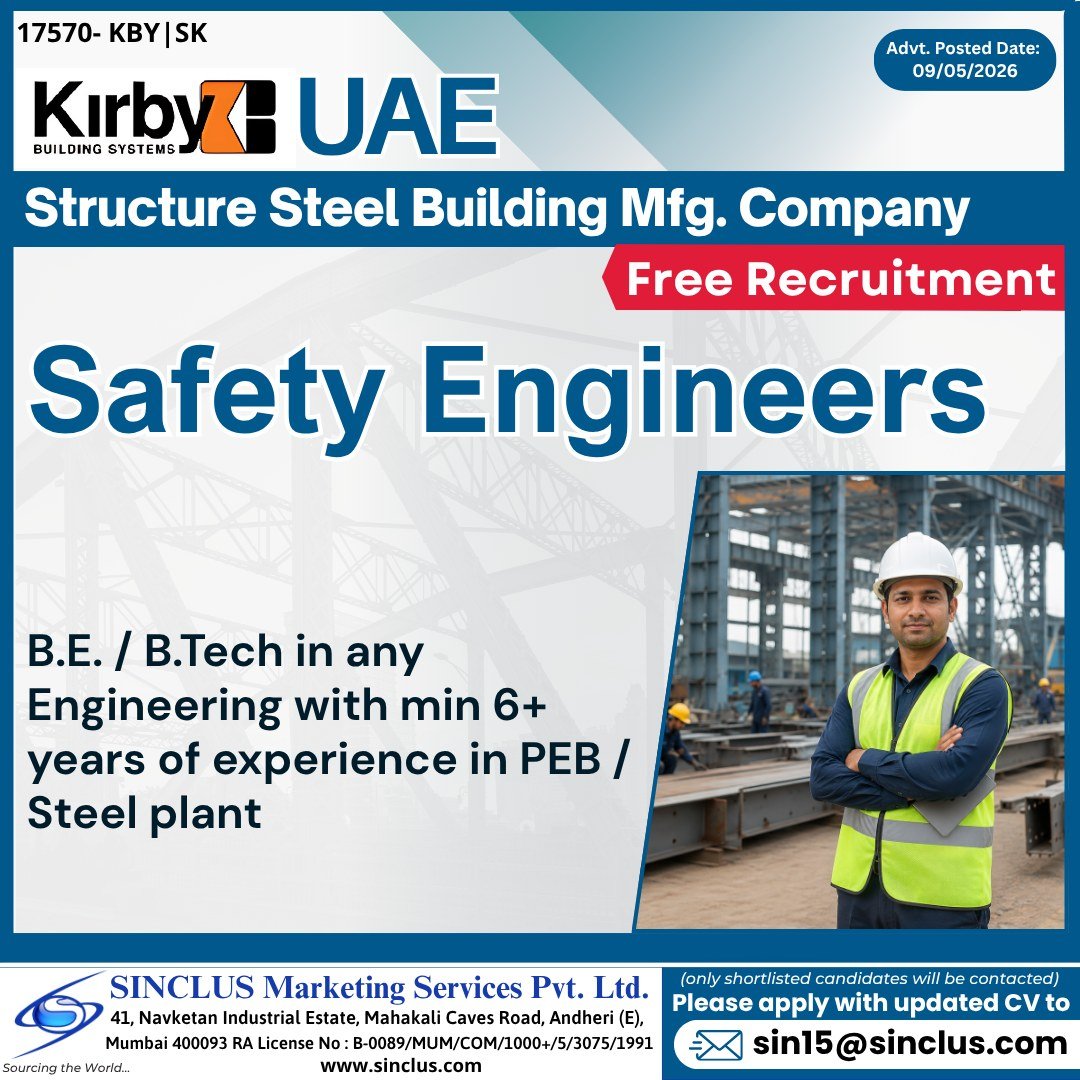 Free Recruitment For UAE leading Structure Steel Building Manufacturing Company 