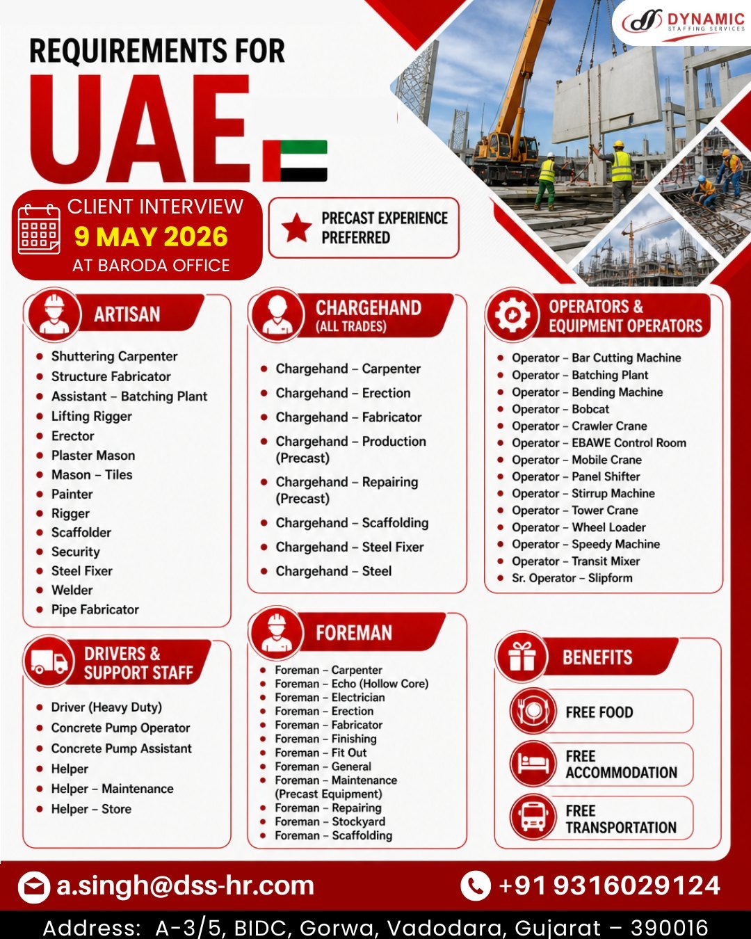 UAE Construction Jobs 2026 – Hiring for Precast Industry