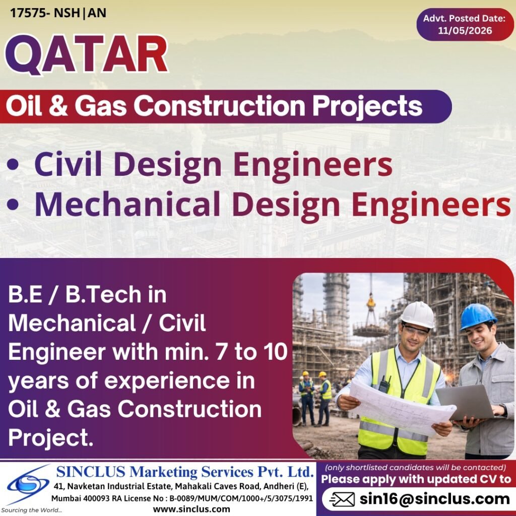 Hiring for Qatar – Oil & Gas Construction Projects