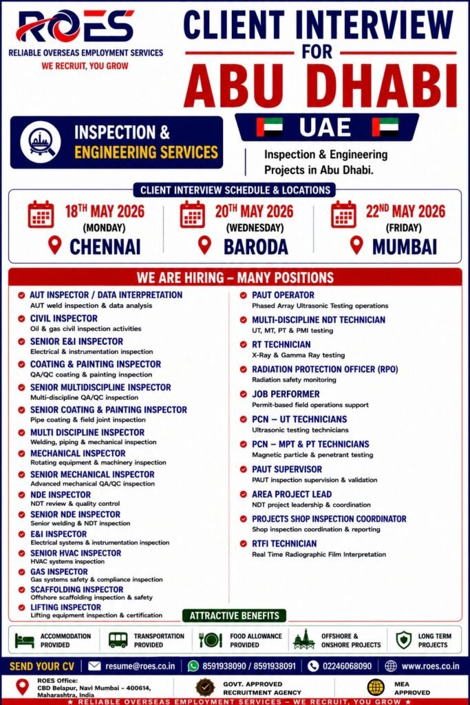 Abu Dhabi UAE Inspection & Engineering Jobs 2026 – Apply Now