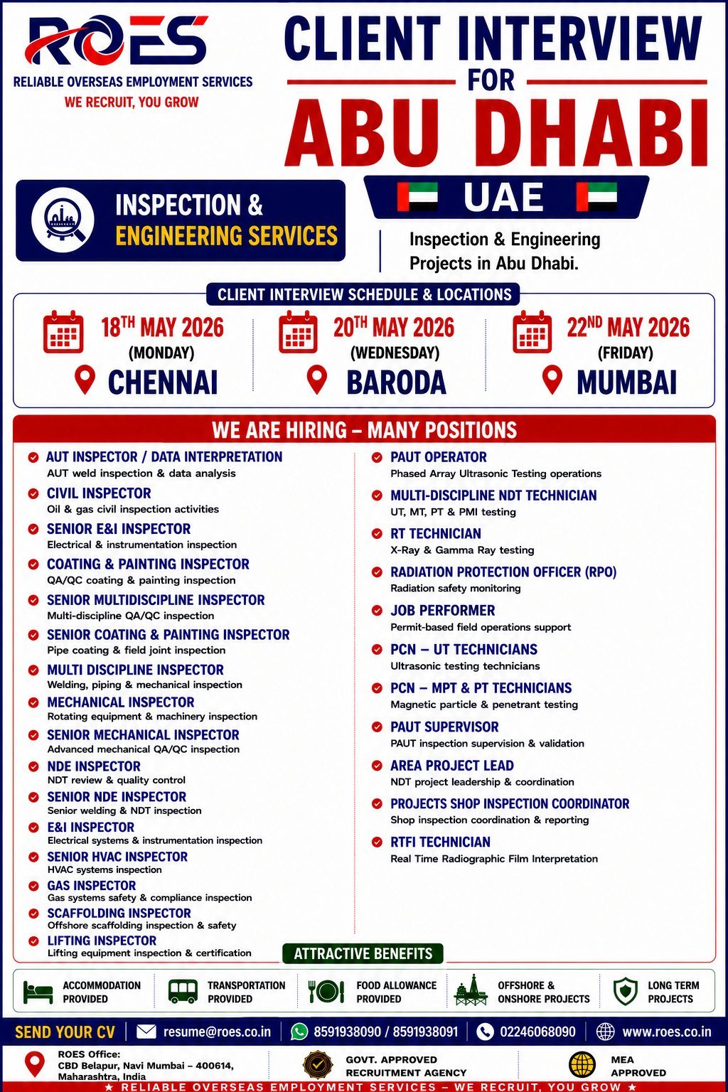 Abu Dhabi UAE Inspection & Engineering Jobs 2026 – Apply Now