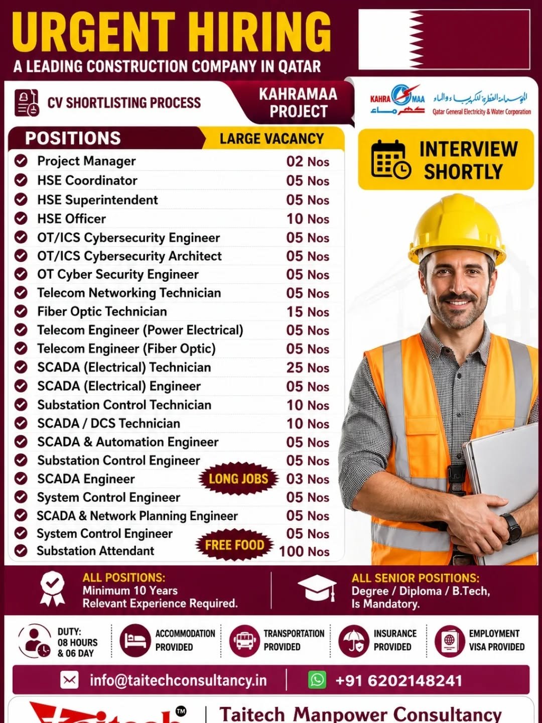 Qatar Kahramaa Project Jobs 2026 | Urgent Hiring 